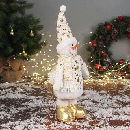 Soft toy "Snowman Stars" (59x21 cm extended legs) 40x21 cm, golden white-1