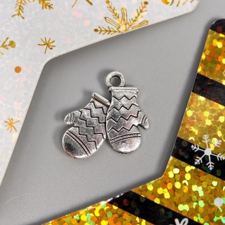 Decor for creativity Metal "mittens" silver 1.7x1.6 cm-2