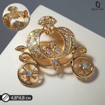 Brooch "Carriage", Rainbow color in gold