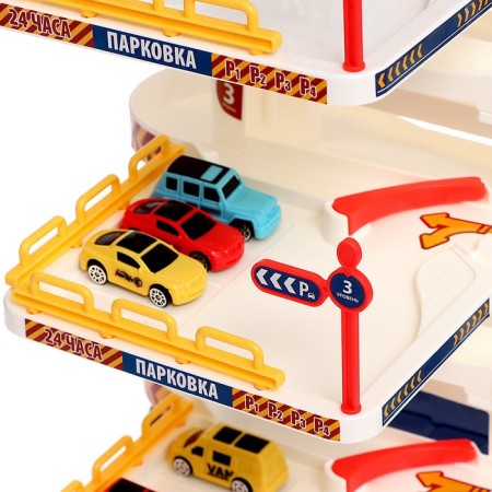 Parking "City", with an elevator, 5 levels, 8 cars, light and sound effects-13