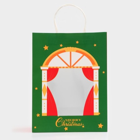 Gift package with the window "Theater" 26 x 35 x 16 cm, green-2