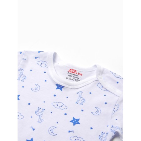 Children's T -shirt on the "Giraffes" buttons, white/blue color, height 68-1