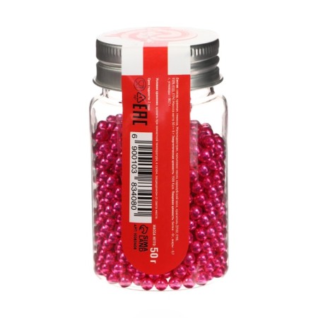 Confectionery sprinkling, dark pink, balls, 4 mm, 50 g-2