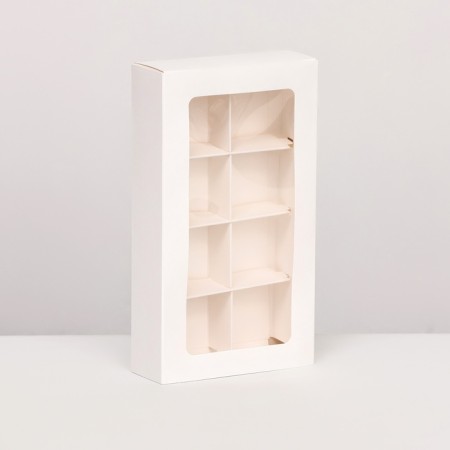 Folding box under 8 sweets, 18 x 10 x 3.5 cm, white