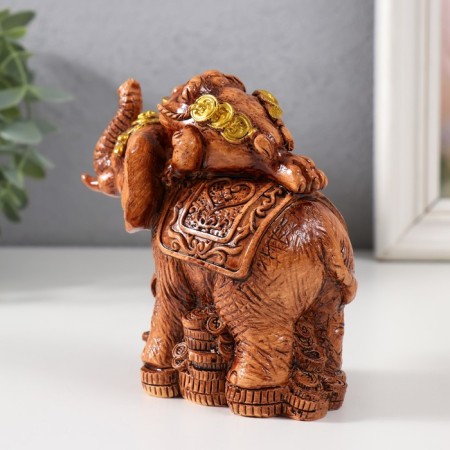 NECK Polystone "Toad on an elephant with coins" 12x6.8x11.2 cm-2