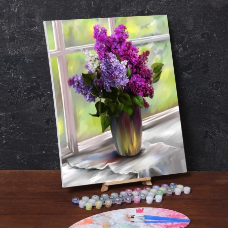 Picture on numbers on a canvas with a subframe "Fragrant Lilac", 40 x 50 cm-1