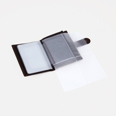 Male purse on the button, 3 in 1, for auto documents, passports, cards, bills, brown color-5