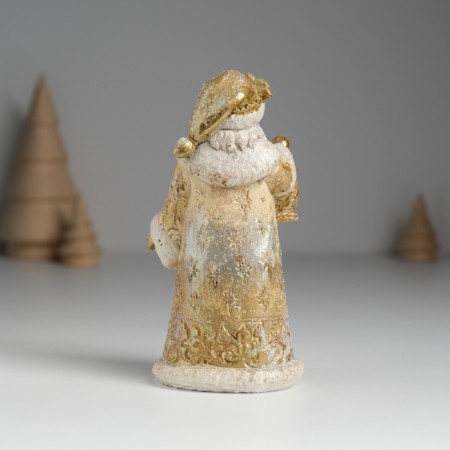 Polystone souvenir "Santa Claus in a brown fur coat with a flashlight" 6x5x11.5 cm-3