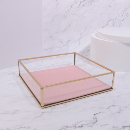 Organizer for storage "Pink RipPles", glass, 1 section, 20 × 20 × 5 cm, transparent/copper/pink color-8