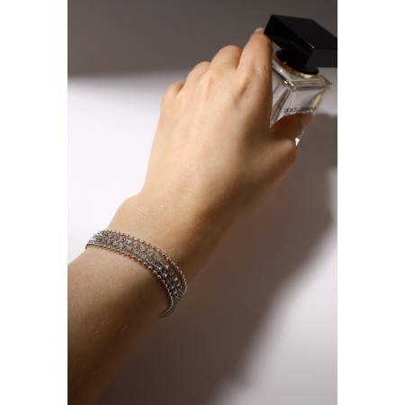 Bracelet with rhinestones “shine” thread in circles, rainbow color in silver, 18cm-3