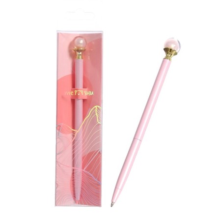 Ballpoint handle Meshu Pink Pearl, blue rod, metal case-1