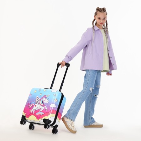 Small suitcase 20 "On a zipper, code castle, pink color-9