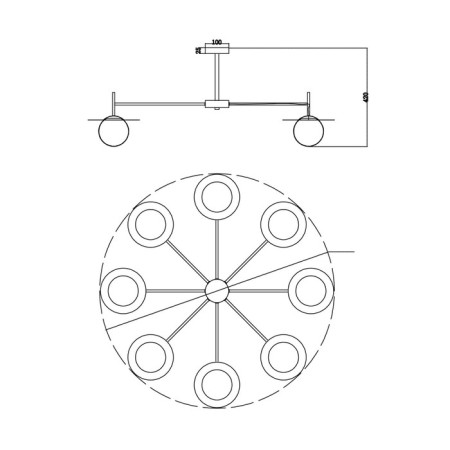 Suspended lamp Freya Fr5202PL-08BS Camelia, 1000x1000x420 mm, E27, 8x60W, brass color-4