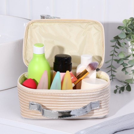 Lightning cosmetic bag, beige color-4