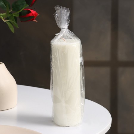 Candle-cylinder smooth, 5x15 cm, white-2