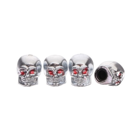 Cap on the Torso valve, skull, chrome, set 4 pcs