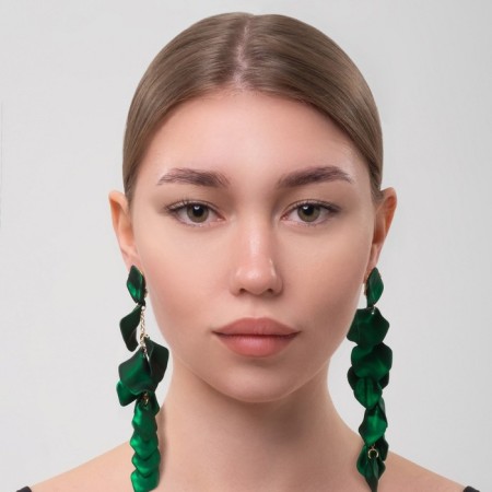 Earrings Assorted "Wind" grace, green color in gold-4