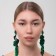 Earrings Assorted "Wind" grace, green color in gold