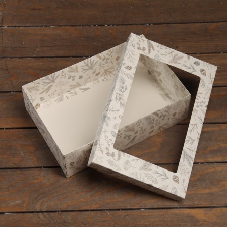 The box is folding, the lid is, with the window "Merry Christmas" 30 x 20 x 9 cm-3