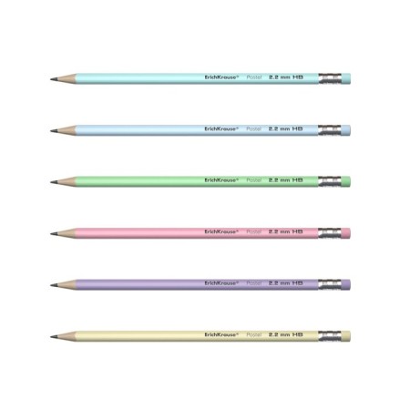 Chernographic pencil with Erichkrause Pastel, HB, Grifel D = 2.2 mm, wood, three -sided in a box, mix-1