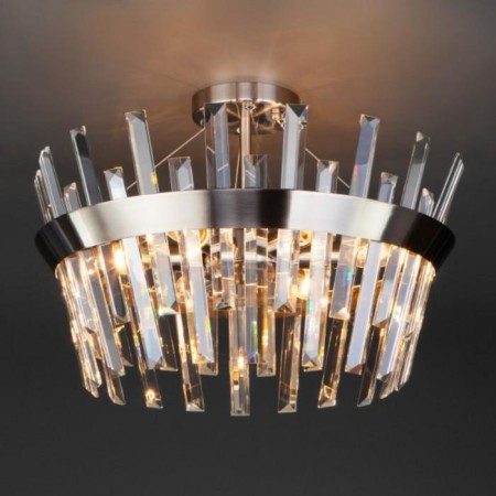 STECCATO chandelier, 5x60W E14, Nickel color-1