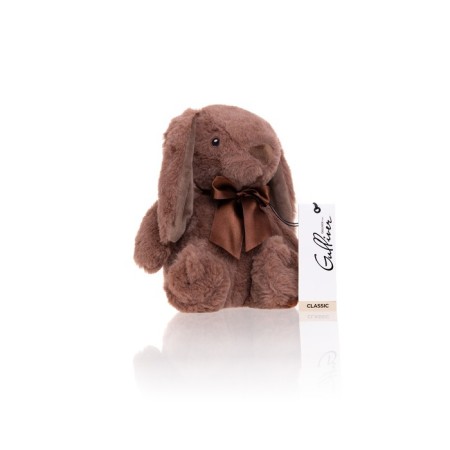 Soft toy Gulliver Bunny "Mokko" with a bow, coffee color, 25 cm-2