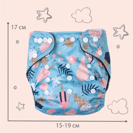 Panties-scammer, reusable, carbon-bamboo fabric, "ice cream", from 0-36 months.-3