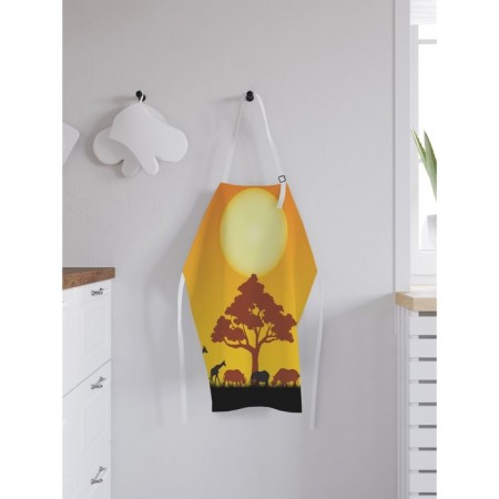 Apron of a kitchen with a photo print "African animals by a tree", adjustable, size OS-1