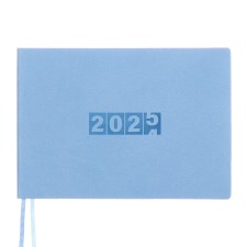 The weekly dated 2025, 181x127 mm, 64 sheets of Escalada, soft leather cover, pancake embossing, cream block 70 g/m², blue