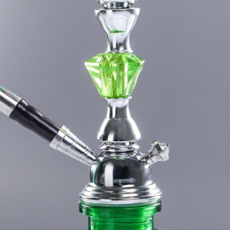 Hookah Flower Fields, 26 cm, 1 pipe and flask-shaw green, silver mine-2