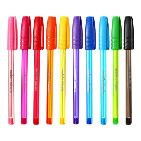 A set of ballpoint pens 10 colors, Carioca "Fiorella", Node 1.0 mm, fluorescent ink, mix-3