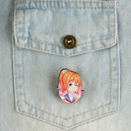 Wooden icon "Schoolgirls", anime, 2.6 x 3.3 cm-4