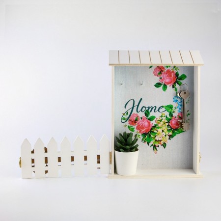 The key of the wall "Home", flowers, 22.5 x 30.5 x 5.7 cm.-10