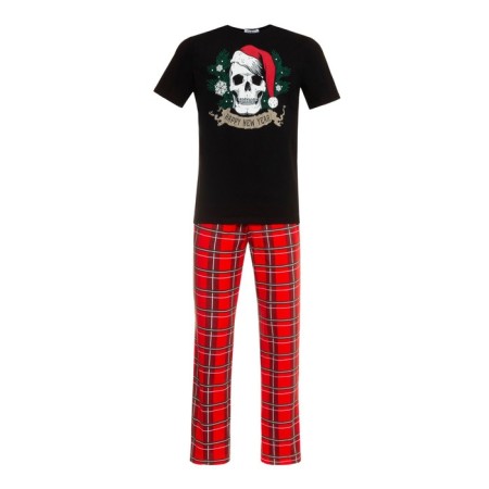 Pajama New Year's male kaftan "skull", black color, size 54-7