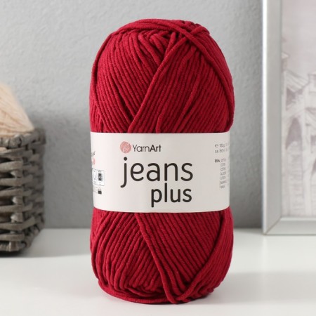 Yarn "Jeans Plus" 55% cotton, 45% acrylic 160m/100g (66 Bordeaux)-4