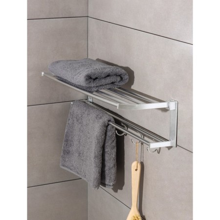 Foal shelf with a holder of towels, 5 moving hooks, 59.5 × 20.5 × 15 cm, aluminum-3