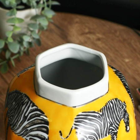 Vase for flowers with a zebra lid 15 x 15 x 35 cm-7