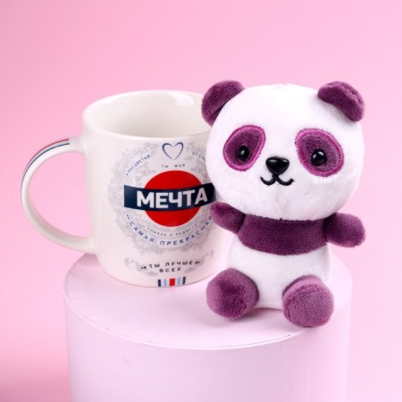 Set "Dream", soft toy in a mug, panda, color mix-8