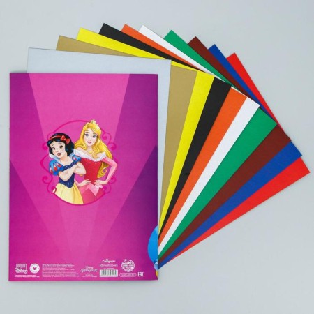 Cardboard Color, A4, 10 sheets, 10 colors, coated, one -sided, in a folder, 240 g/m², princesses-2