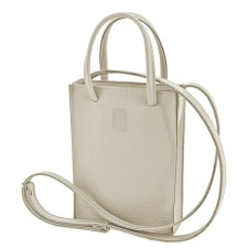 Bag women, genuine leather, beige 20x15x5 cm