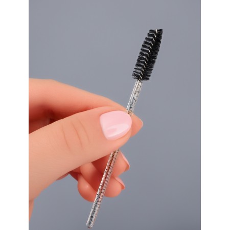 Brushes for eyebrows and eyelashes, set - 10 pcs, 10 cm, black/transparent color-5