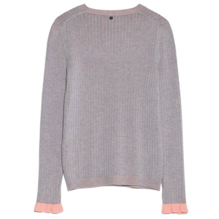 Female jumper in a rubber with ruffles CONTE ELEGANT, size XS, color Light Grey-Peach-4