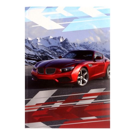 Notebook A5, 80 sheets in the CAR "Red Auto", integral cover, matte lamination, offset unit