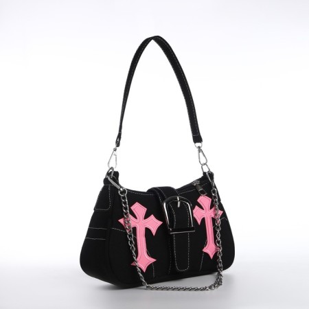 Youth bag with zipper, black color-2