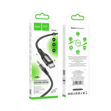 Hoco UPA25, Jack 3.5 mm (M) - Type -C, transparent, black-5