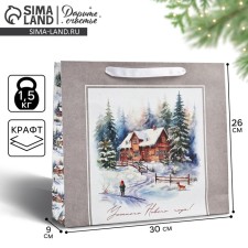 Craft vertical “Winter Forest” package, m 26 x 30 x 9 cm 9564906, New Year