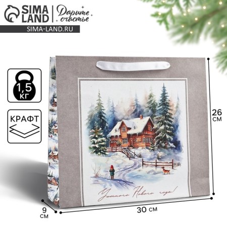 Craft vertical “Winter Forest” package, m 26 x 30 x 9 cm 9564906, New Year
