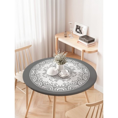 The tablecloth “Openwork circles”, round, oxford, elastic band, size 120x120 cm, diameter 75-100 cm-2
