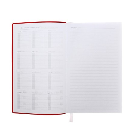 Lotted diary, 130x200 mm 128 sheets, leatherette, gray block 70 g/m2, lies, branch under the handle, red-4