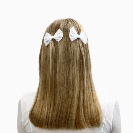 Hair hairpin white bow, set, 2 pcs, 7.5 cm, princesses-5